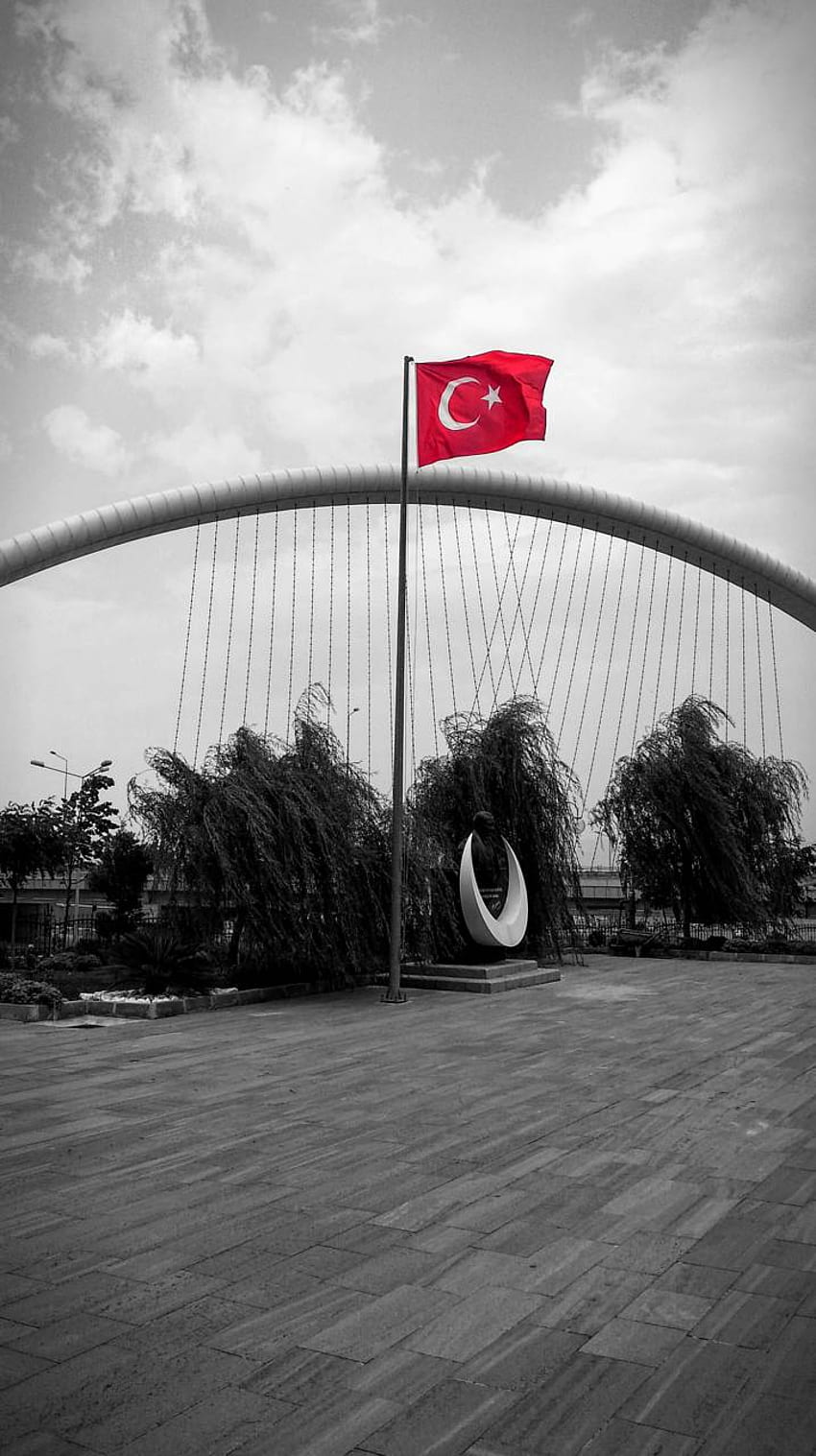 터키 국기, 터키 국기 흑백 HD 전화 배경 화면