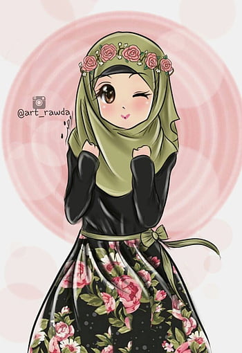 Hijabi girl, love, preety, muslimah, cute, pie, anime, nice, flower, HD  phone wallpaper