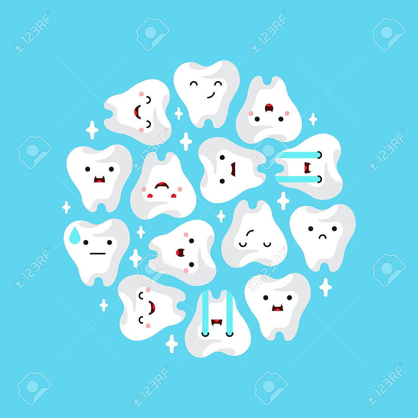 Seamless pattern with cute tooth character and mint gum pads, doodle style  flat vector illustration Stock Vector Image & Art - Alamy