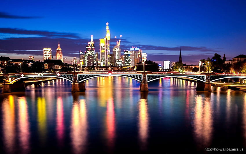 Ponte Vecchio Bridge Frankfurt City Bokeh – HD wallpaper