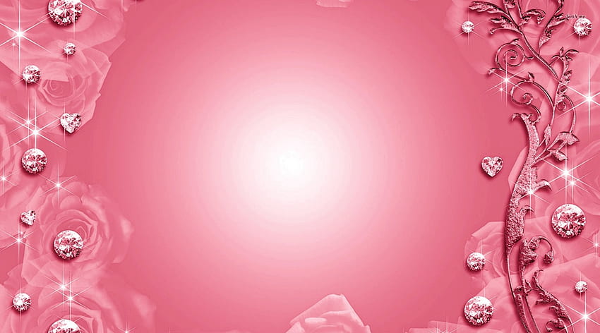 rosa Diamanten und Herzen, andere, Herzen, rosa, Diamanten HD-Hintergrundbild
