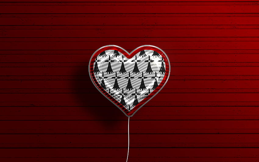I Love Limousin, , realistic balloons, red wooden background, Day of Limousin, french provinces, flag of Limousin, France, balloon with flag, Provinces of France, Limousin flag, Limousin HD wallpaper