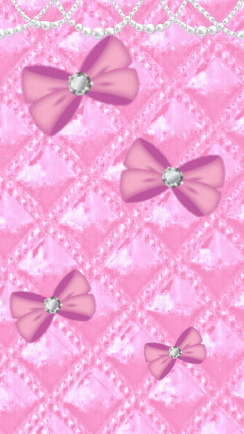 Pink Bows Upholstry And Pearls Background - Pearls And Diamonds iPhone - - HD phone wallpaper