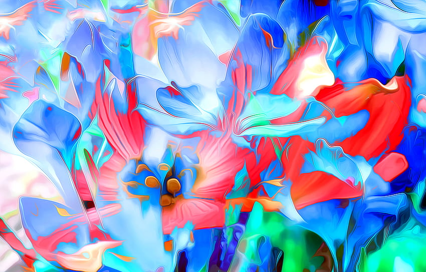 Abstract, Flowers, Art, Bright, Lines, Rendering HD wallpaper