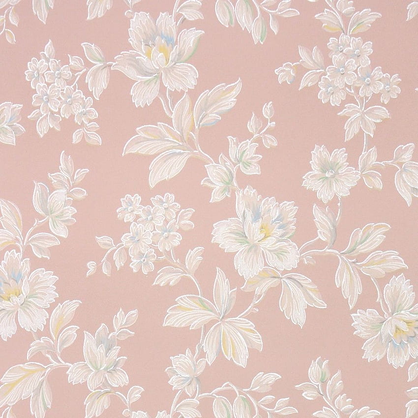 Details About 1930s Floral Vintage White - Pastel Vintage - & Background, Pastel Pink Floral Vintage wallpaper ponsel HD