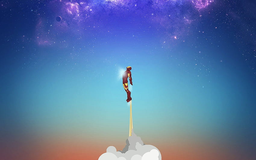 งานศิลปะ ไอรอนแมน ยนตร์ ท้องฟ้า การบิน วีรบุรุษ วอลล์เปเปอร์ HD