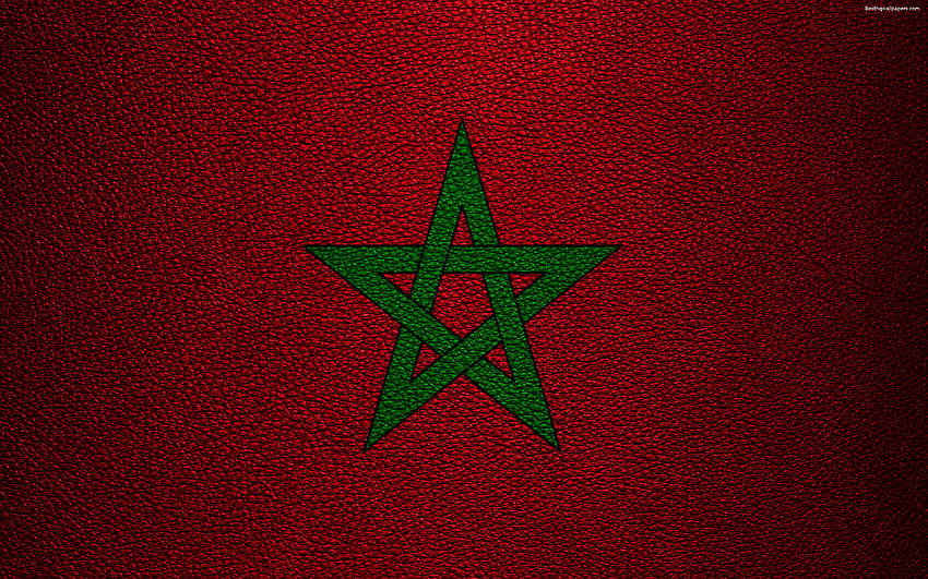 Bandera de Marruecos, textura de cuero, África, bandera marroquí, banderas de países africanos, Marruecos con resolución. Alta calidad, bandera de Marruecos fondo de pantalla