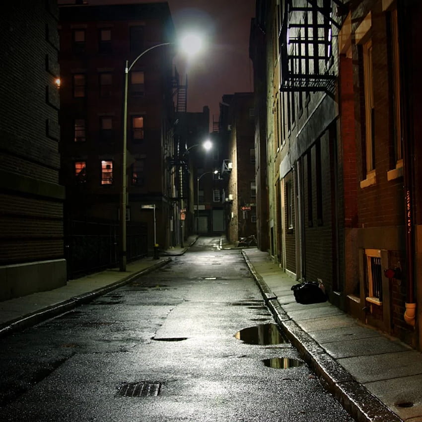 Un callejón oscuro con luces de neón en el fondo de una ciudad futurista  PNG SVG