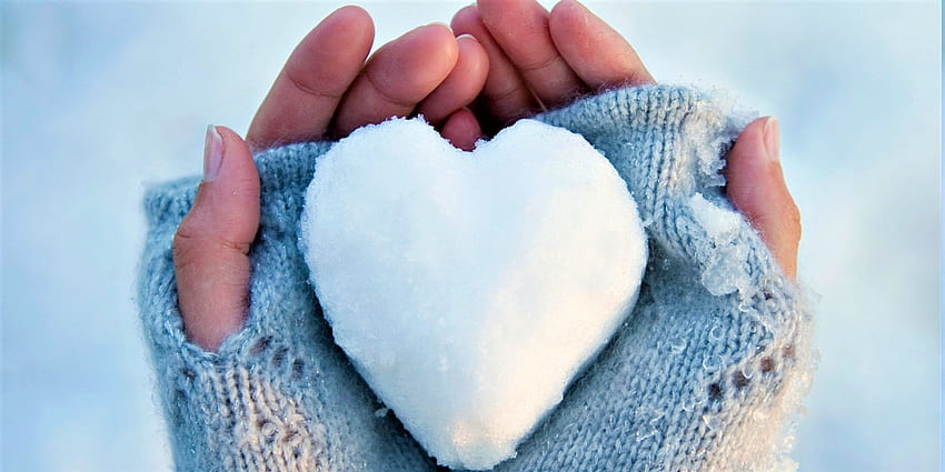 Hand Heart Heart Shaped Snow Winter HD wallpaper