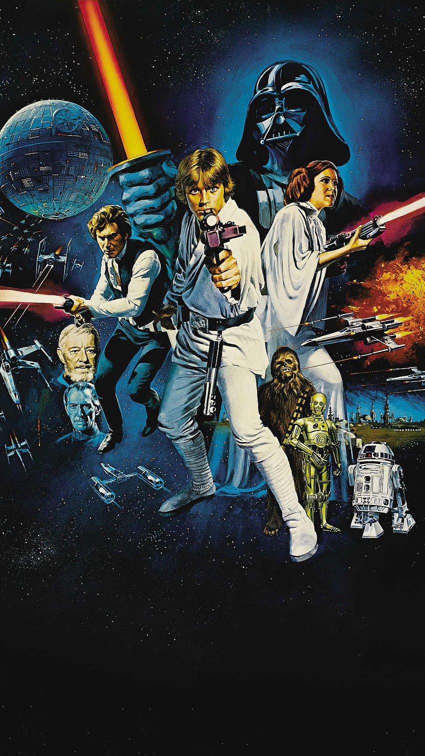 Star Wars (1977) Teléfono. Cinemanía. Carteles de películas de Star Wars, Episodios de Star Wars, Star Wars vintage, Star Wars 1977 fondo de pantalla del teléfono
