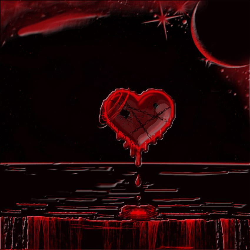 Corazón sangrante, corazón roto gótico fondo de pantalla del teléfono