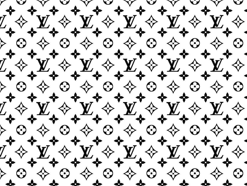 Czarny monogram Louis Vuitton, logo Christiana Diora Tapeta HD