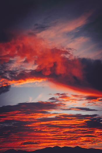 Nature, Sunset, Mountains, Clouds, Fiery HD wallpaper | Pxfuel