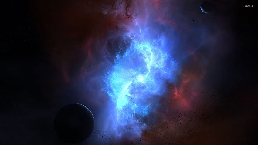 Red and blue nebula [2] - Space, Pulsar Space HD wallpaper