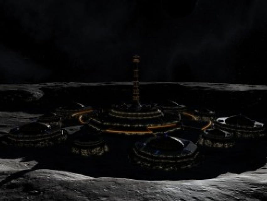 Alcazar, noc, ciemność, planeta, krater, budynek Tapeta HD