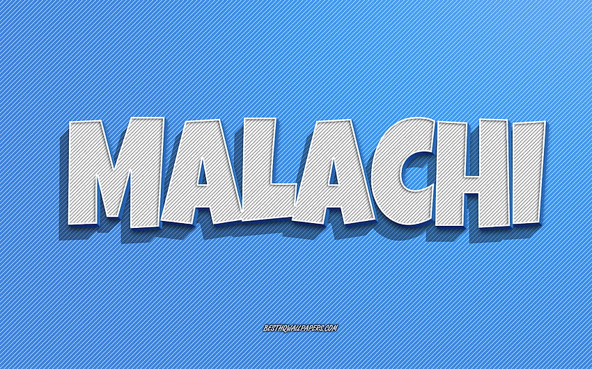 Malachia, linee blu, con nomi, nome Malachia, nomi maschili, biglietto di auguri Malachia, line art, con nome Malachia Sfondo HD
