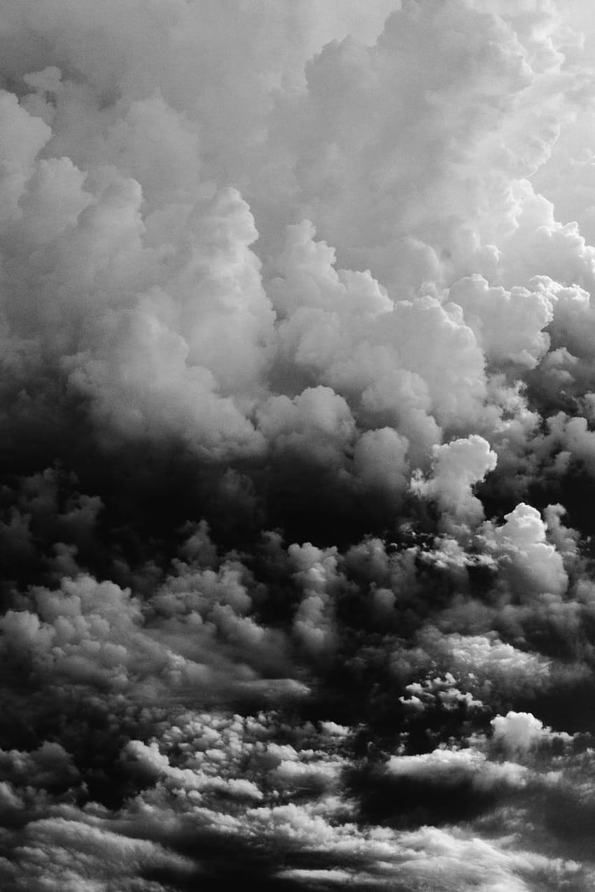 후광 적운 구름. 흑백 구름, 흑백, 흑백 하늘 HD 전화 배경 화면