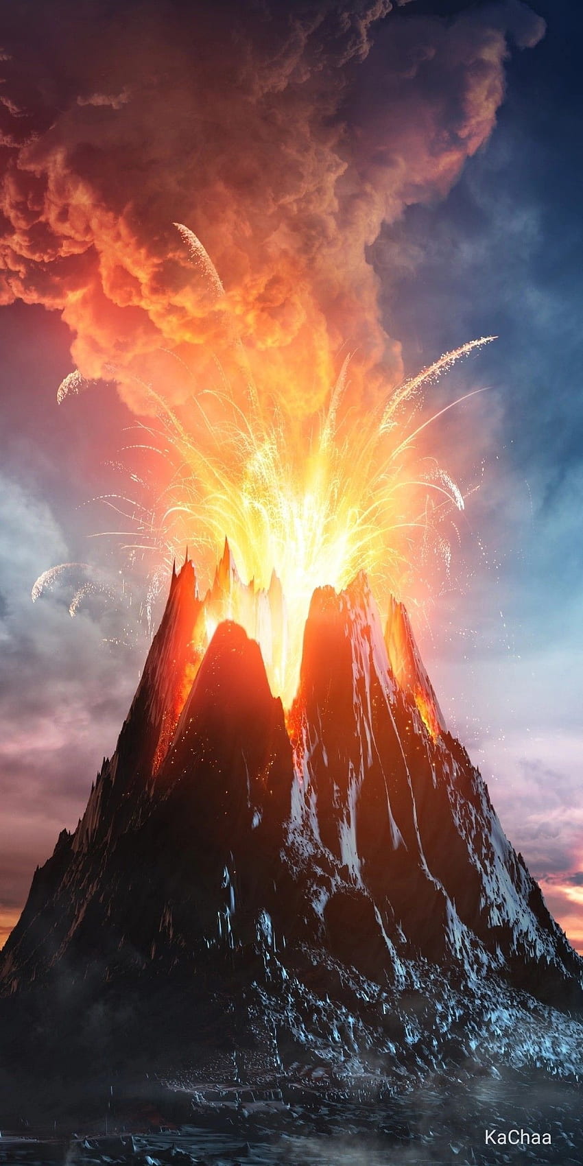 Erupcja wulkanu. Wulkan, grafika iPhone'a, wulkan, erupcje wulkanów Tapeta na telefon HD