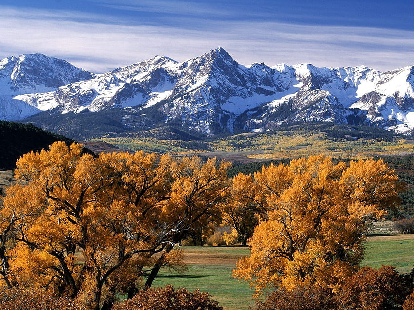Tops, Naturaleza, Árboles, Montañas, Otoño, Vértice, Corona, Coronas, Colorado fondo de pantalla