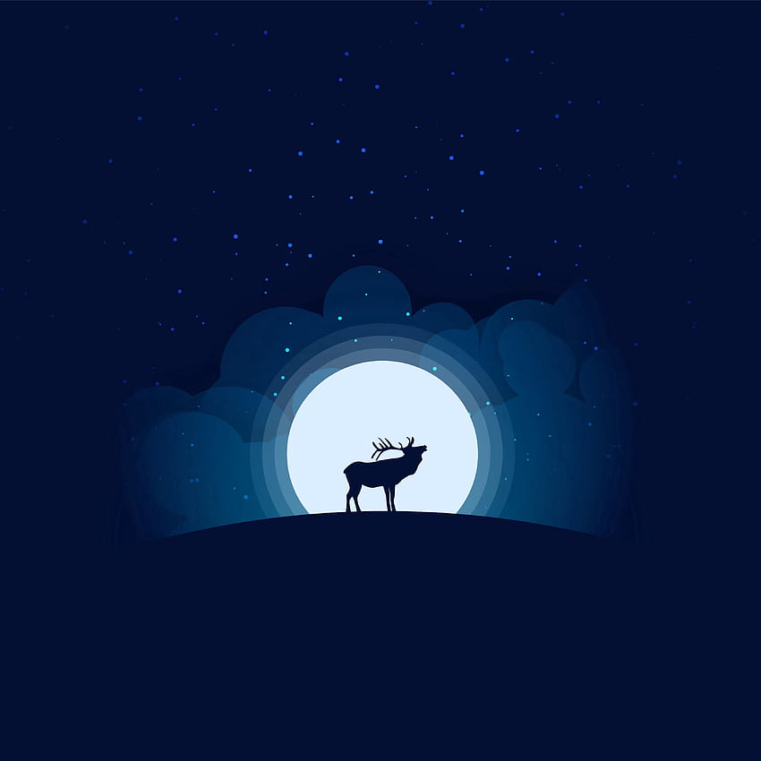 Art, Night, Moon, Vector, Dark, Deer HD phone wallpaper