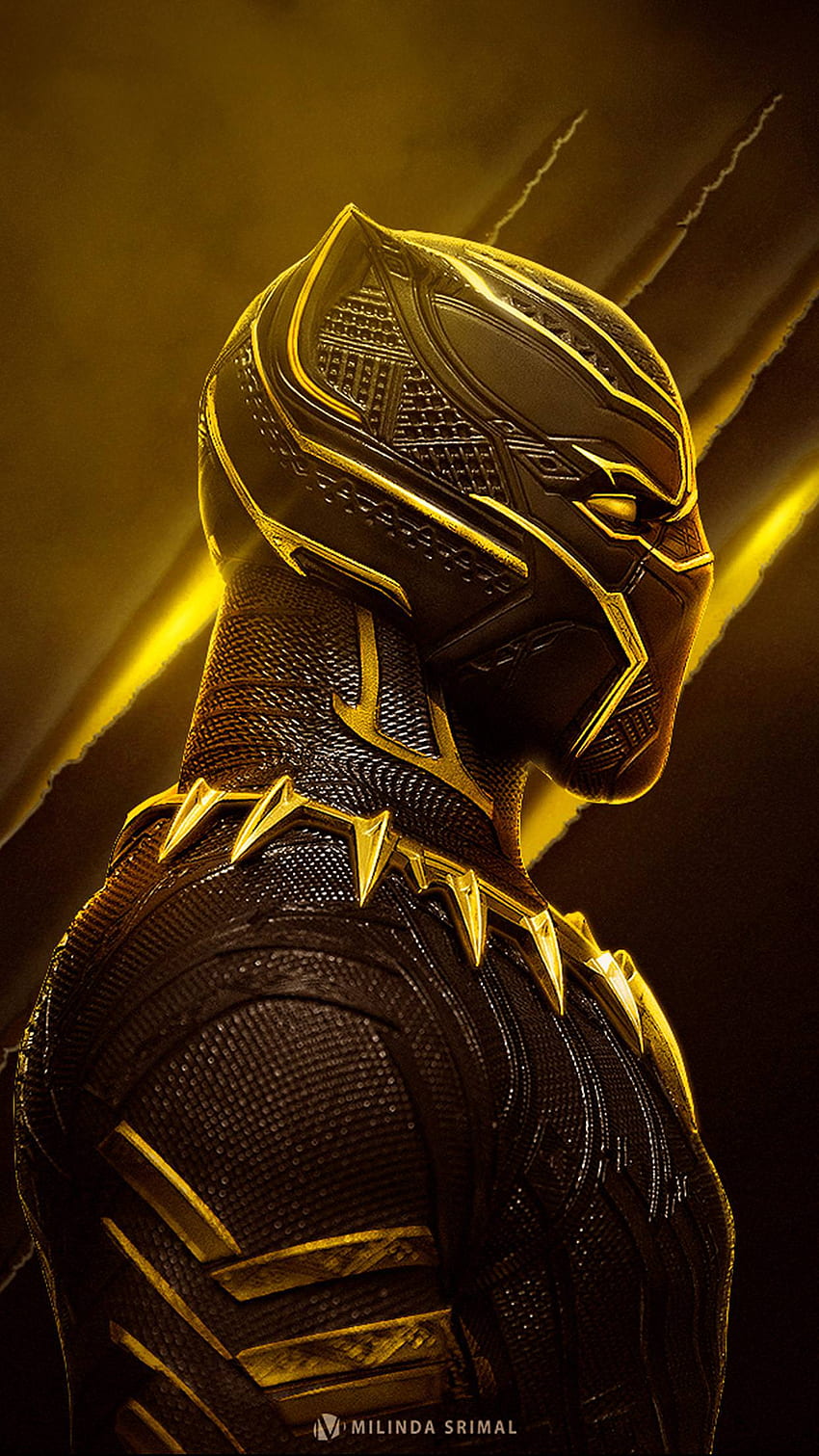 Black Panther Gold, Neon Black Panther Marvel Fond d'écran de téléphone HD