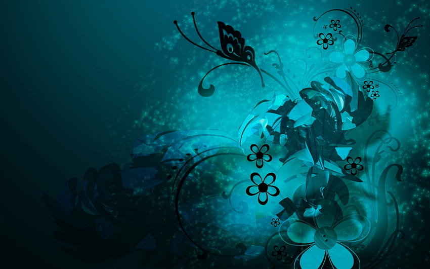 Teal Blue, Black and Turquoise HD wallpaper