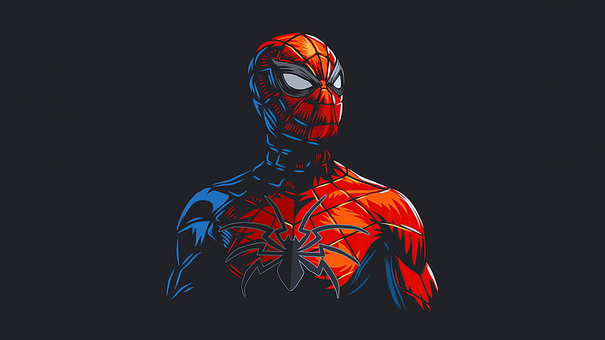 Spider Man Red Suit, Minimal, 2020 , แท็บเล็ต, แล็ปท็อป, พื้นหลัง, 26008, Spider Man 1366x768 วอลล์เปเปอร์ HD