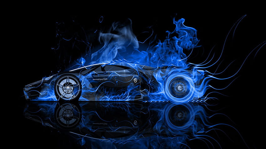 Ferrari F80 Side Blue Fire Abstract Car 2014 - Car On Blue Fire,, Blue Fire Lamborghini HD wallpaper