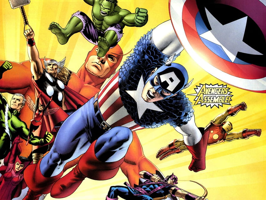 Avengers Assemble, อเวนเจอร์ส, มาร์เวล, ฮีโร่, การ์ตูน วอลล์เปเปอร์ HD