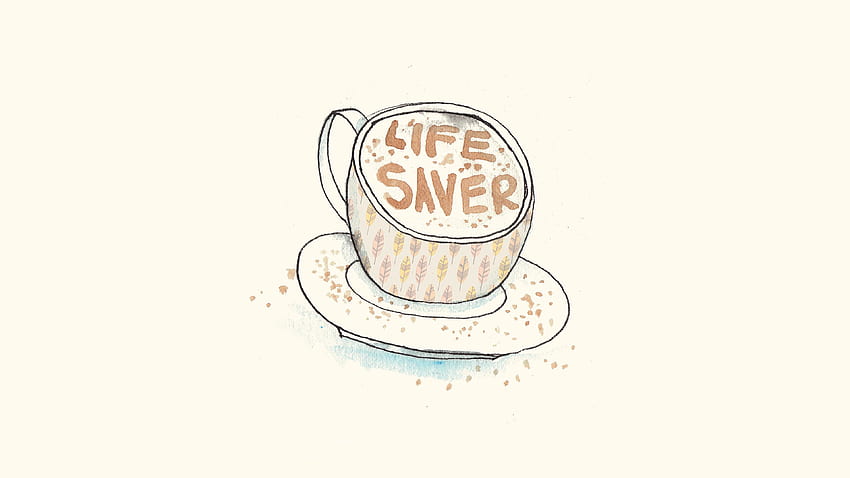 Life Saver Coffee Illustration 귀여운, 귀여운 커피 아트 HD 월페이퍼