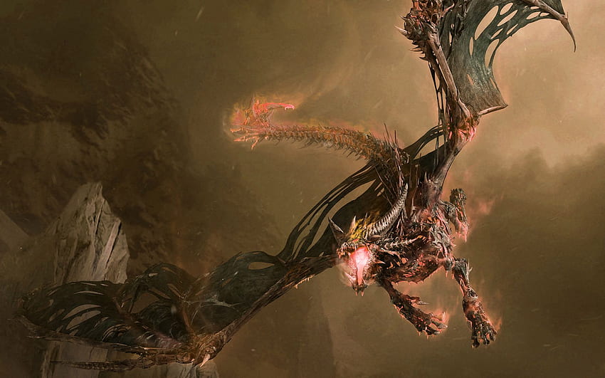 dragons, World of Warcraft, fire, smoke, glowing, Cool Glowing Dragon HD wallpaper