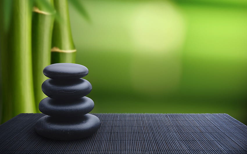 дзен, зелено, бамбук, камъни, Zen Spa HD тапет
