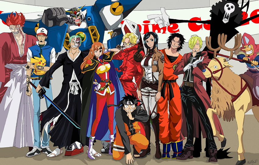 One Piece Naruto: These are two of the most popular anime series in the world, loved by millions of fans. The image brings together the iconic characters of both series, creating a unique and exciting blend of worlds. Immerse yourself in the fusion of One Piece and Naruto and experience the ultimate crossover.