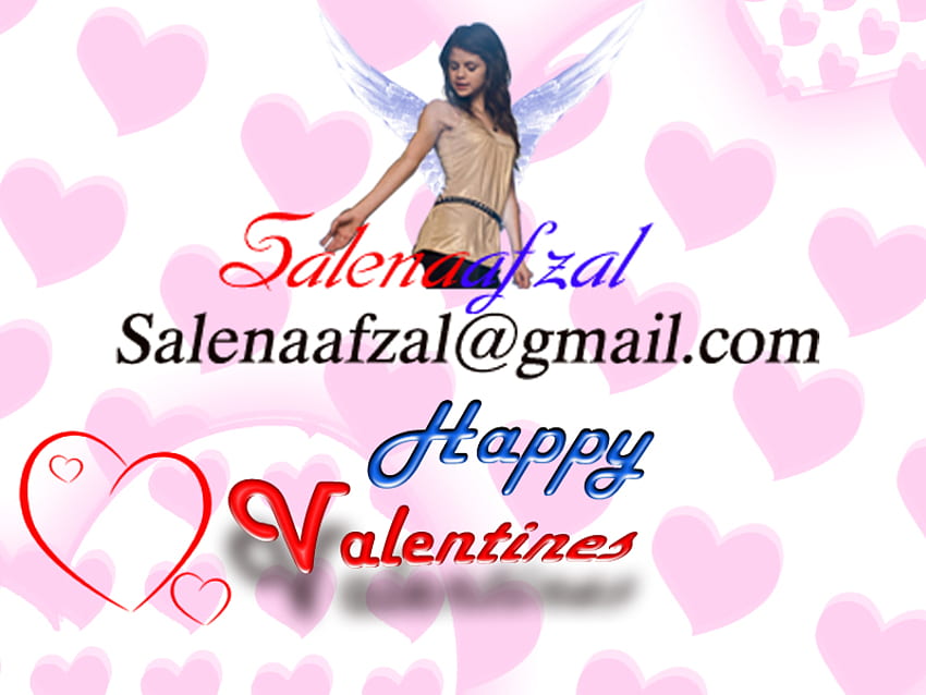 Happy Valentine's, hearts, wings, valentines, selena gomez HD wallpaper