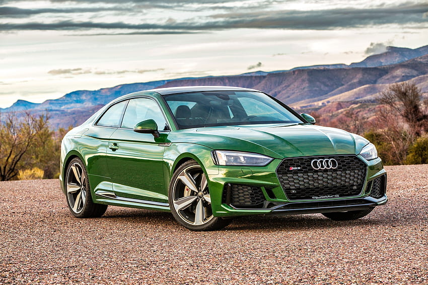 Audi RS5, voiture de luxe verte, avant Fond d'écran HD