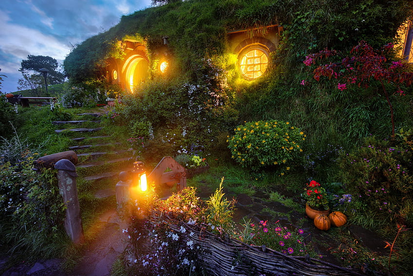 Домът на Билбо Бегинс в Нова Зеландия - Къщата на хобита. Хобити, Хобитова дупка HD тапет