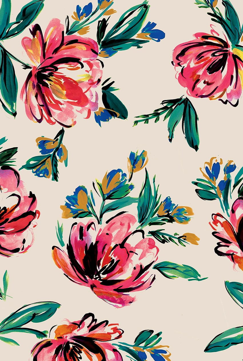 이 회화적인 꽃 패턴을 좋아합니다. 꽃 일러스트, 꽃 패턴 디자인, 꽃 패턴, 꽃 패턴 HD 전화 배경 화면