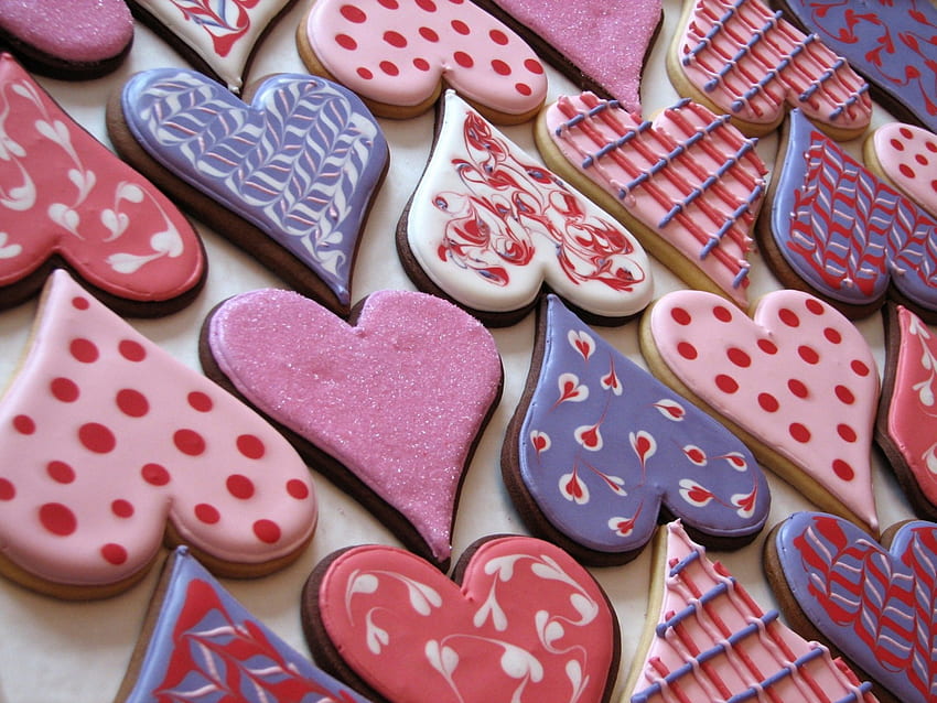 Heart Cookies, sweet, heart, food, cookies HD wallpaper