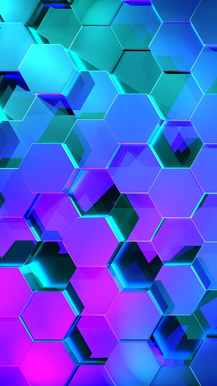 Hexágono abstrato cores azuis geometria hexágono roxo Papel de parede de celular HD