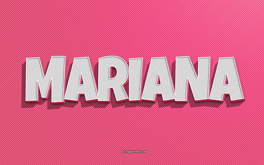 Mariana, rosa Linien Hintergrund, mit Namen, Mariana-Name, weibliche Namen, Mariana-Grußkarte, Strichzeichnungen, mit Mariana-Namen HD-Hintergrundbild
