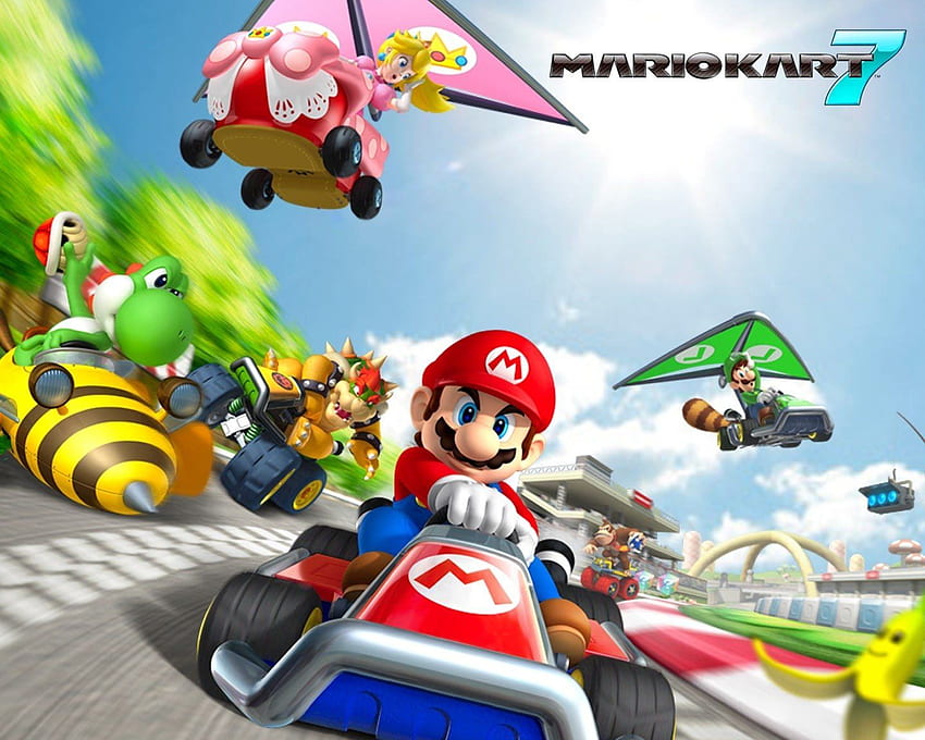 Mario Kart 7 and Background HD wallpaper