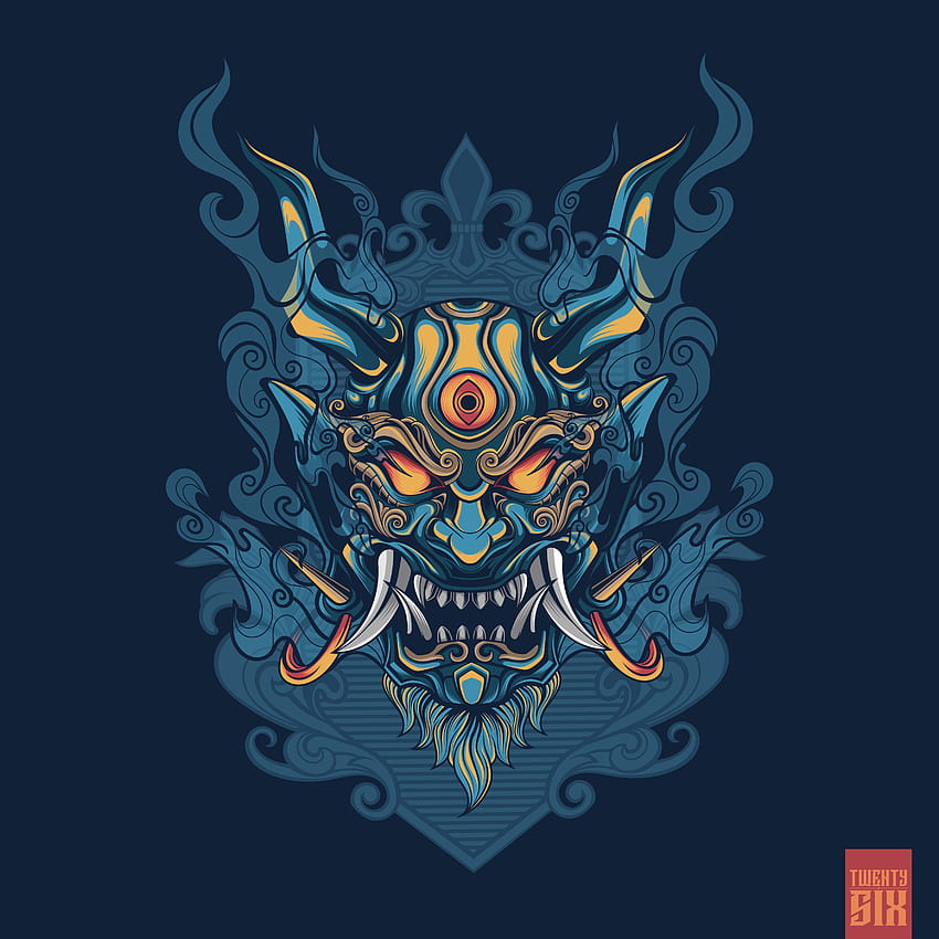 Oni Mask Blue. Japanese tattoo art, Samurai , Samurai art HD wallpaper