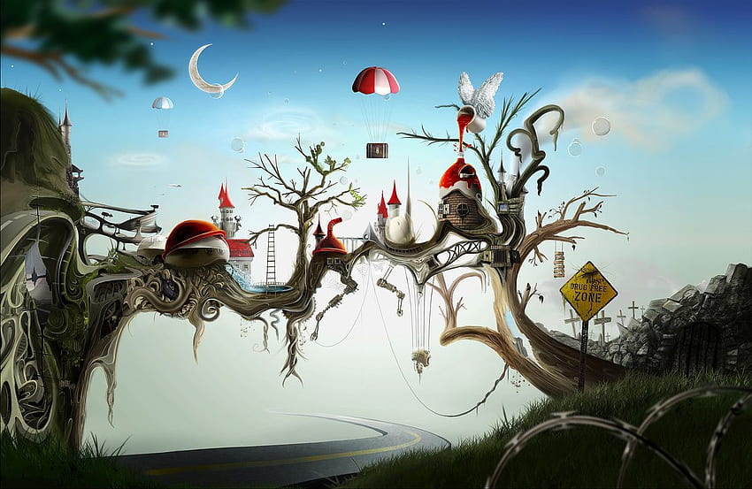 imaginary places - Artistic , Surreal art, Surrealism painting HD wallpaper