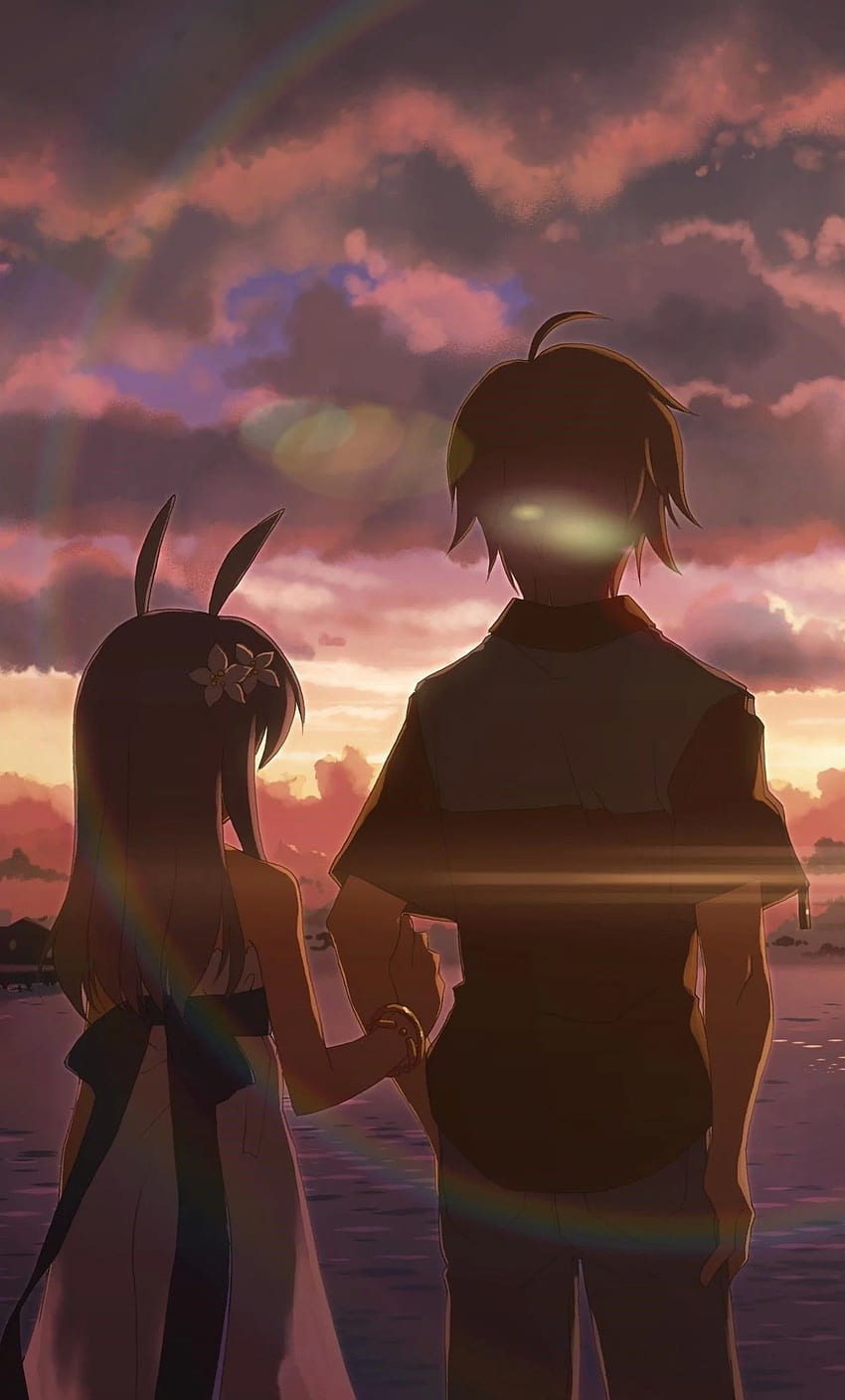 Anime Boy and Girl Alone iPhone, Alone Cartoon HD telefon duvar kağıdı