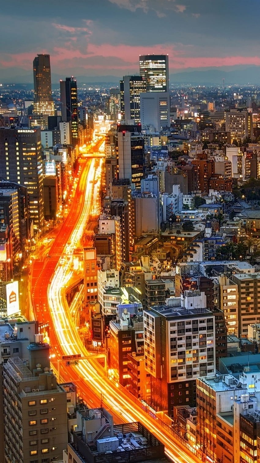 Sunset City, Buildings, Lights, Road, Tokyo, Japan IPhone 8 7 6 6S ...
