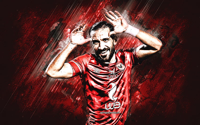 Ali Maaloul, Al Ahly SC, pesepakbola Tunisia, potret, latar belakang batu merah, Mesir, sepak bola Wallpaper HD