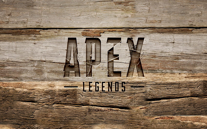 Apex Legendsの木製エンブレム, , 木製の背景, ゲームブランド, Apex Legendsのエンブレム, クリエイティブ, 木彫り, Apex Legends 高画質の壁紙