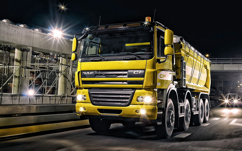 DAF CF, yellow mining truck, new trucks, cargo delivery concepts, DAF for with resolution . High Quality HD wallpaper