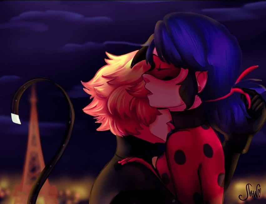 I don't remember that at least once painted Lady Noir. Miraculous ladybug movie, Miraculous ladybug kiss, Miraculous ladybug comic, Ladybug and Cat Noir Kiss HD wallpaper