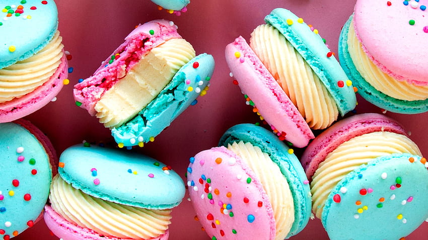 Cake Batter Macarons, Pink and Blue Macaroon HD wallpaper